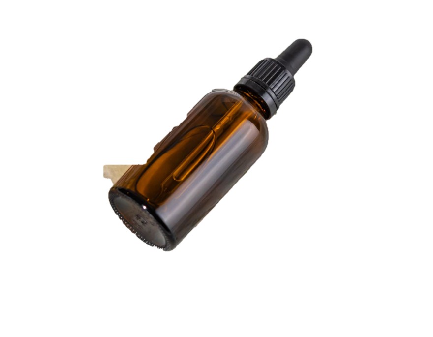 Amber serum dropper bottle, before and after background removal